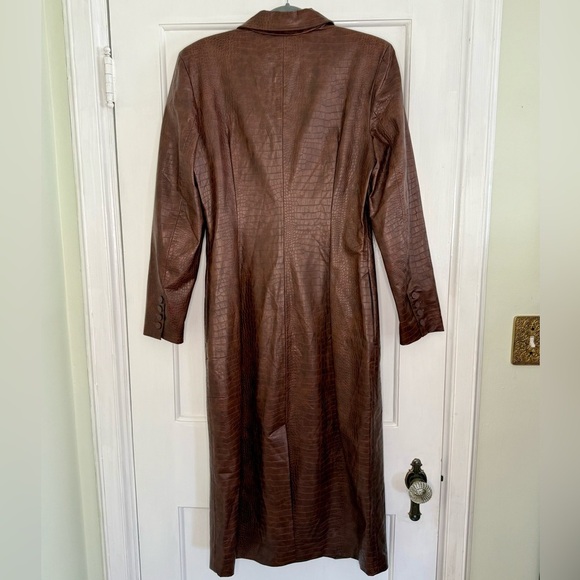Faux Leather Crocodile Brown Leather Jacket - Picture 2 of 7